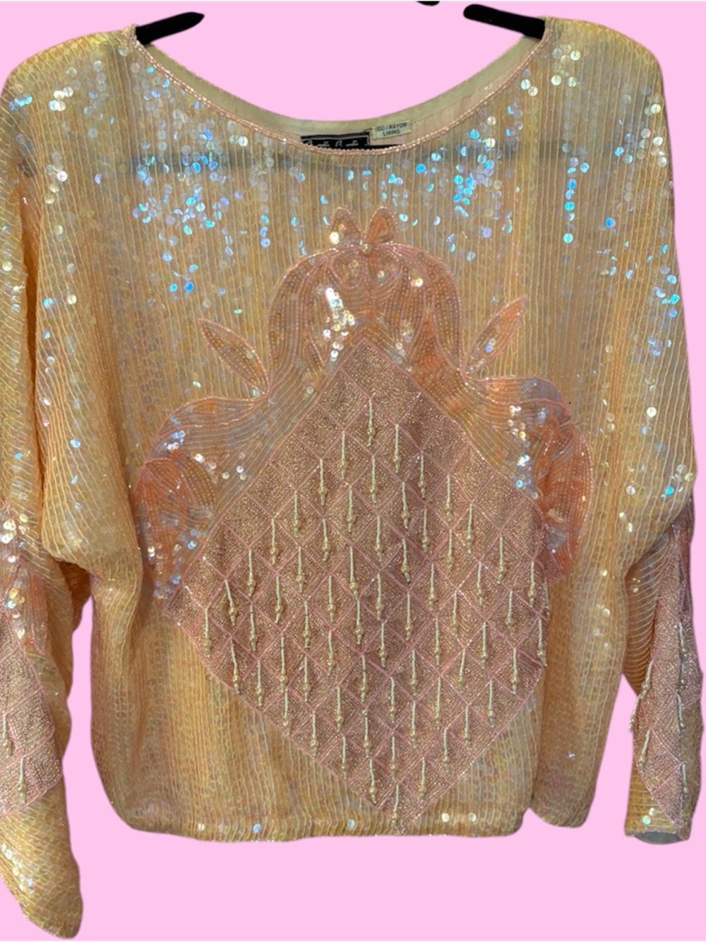 VTG Sequined and Beaded Silk Top by Creative Creations